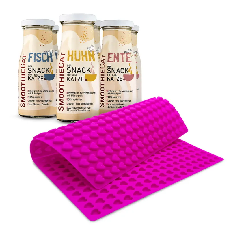 Mix 6x 150 ml + Trixie Backmatte Grau van Smoothiecat in Regular – productfoto