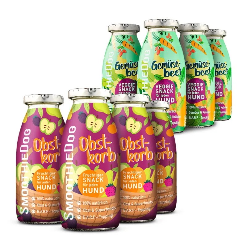 Gemüsebeet 4x 250 ml + Obstkorb 4x 250 ml von Smoothiedog in Regular – Produktfoto