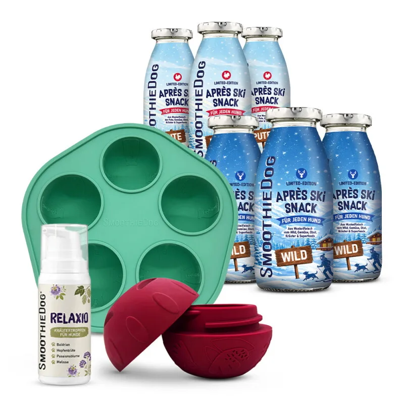 Hundesmoothie + Schleckball + Relaxio Wild und Pute 6x250 g von Smoothiedog in Regular – Produktfoto