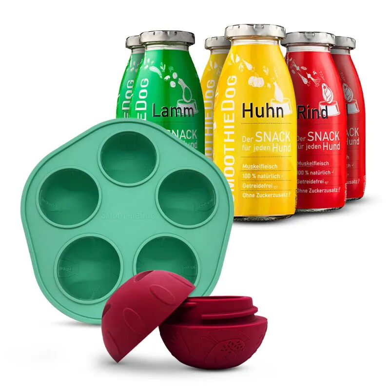 Klassik 6x 250 ml + Schleckball 1 Stück von Smoothiedog in Regular – Produktfoto