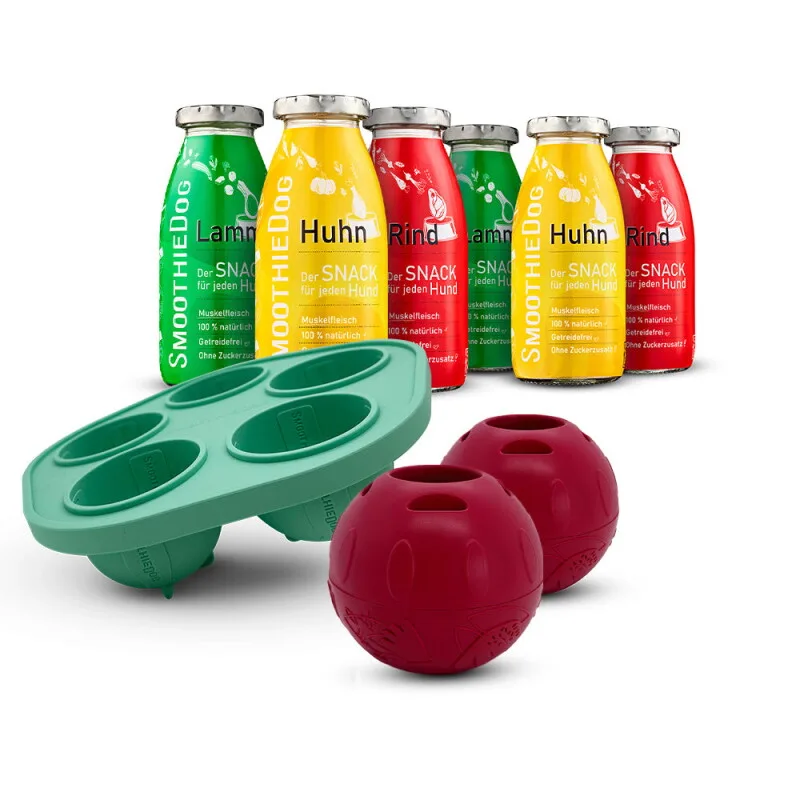 Klassik 6x 250 ml + Schleckball 2 Stück von Smoothiedog in Regular – Produktfoto