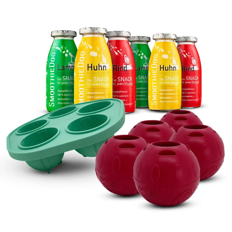 Klassik 6x 250 ml + Schleckball 5 Stück von Smoothiedog in Regular – Produktfoto