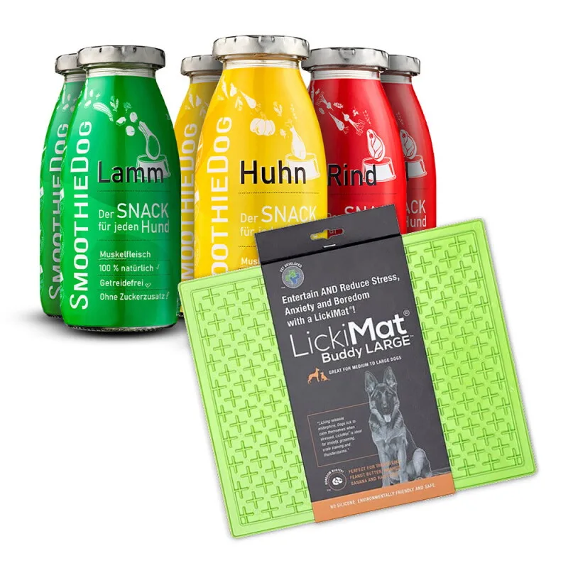 Klassik + Lickimat Grün 6x250 g von Smoothiedog in Regular – Produktfoto