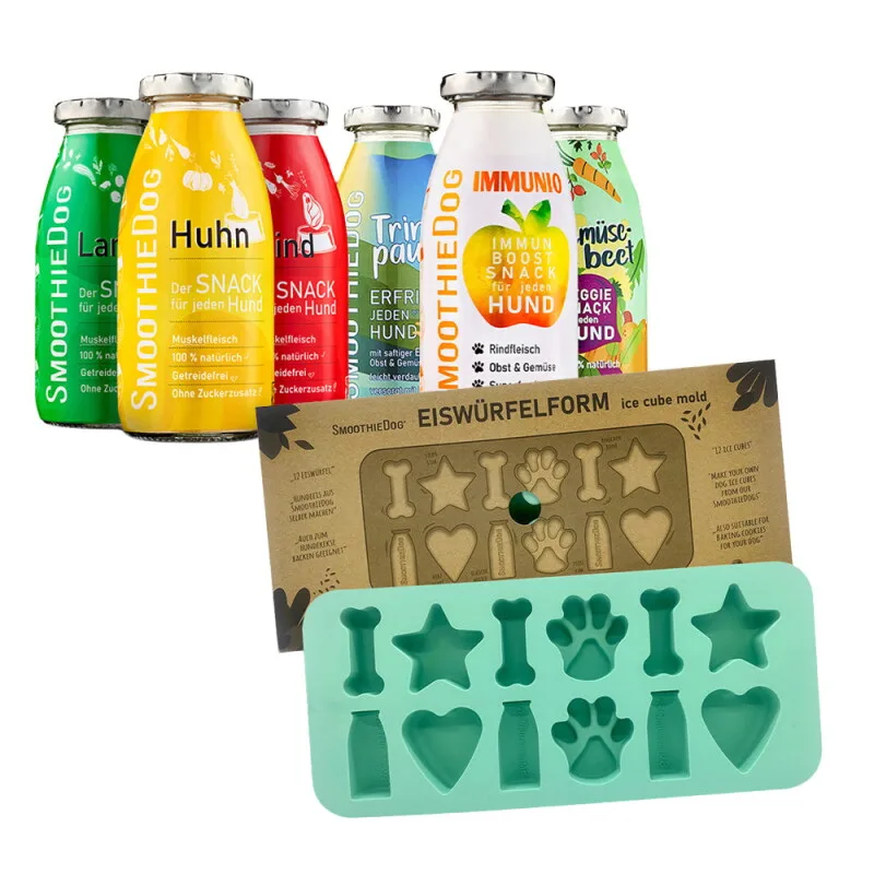Mix 6x 250 ml + Eiswürfelform von Smoothiedog in Regular – Produktfoto