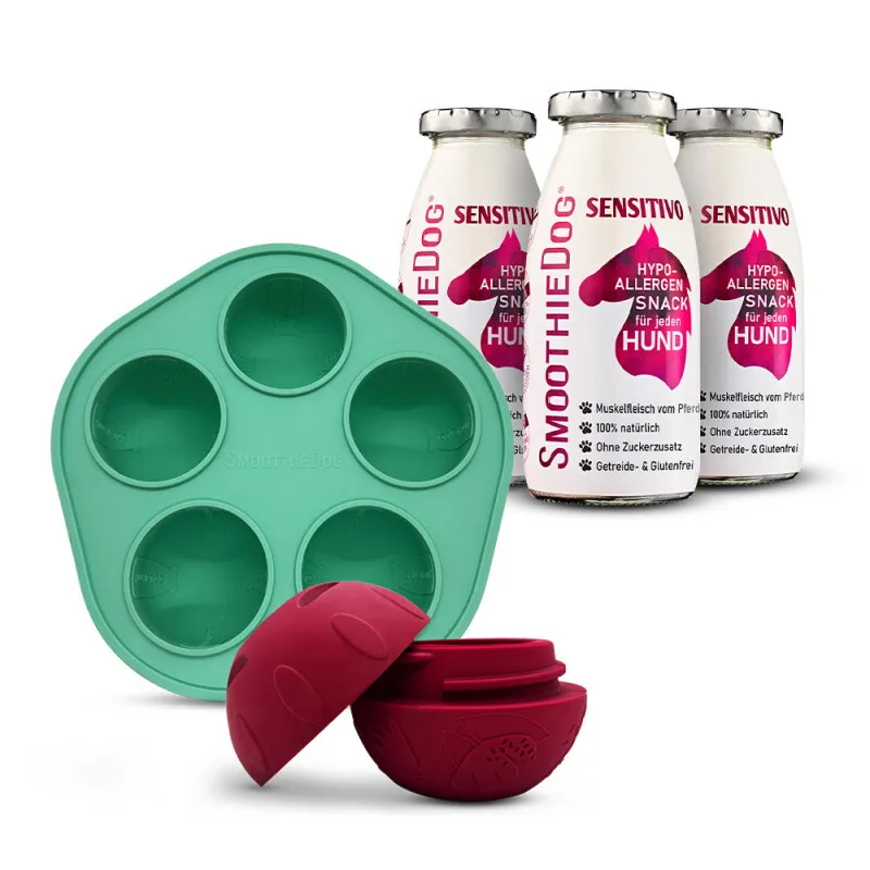 Sensitivo (Pferd) 3x 250 ml + Schleckball von Smoothiedog in Regular – Produktfoto
