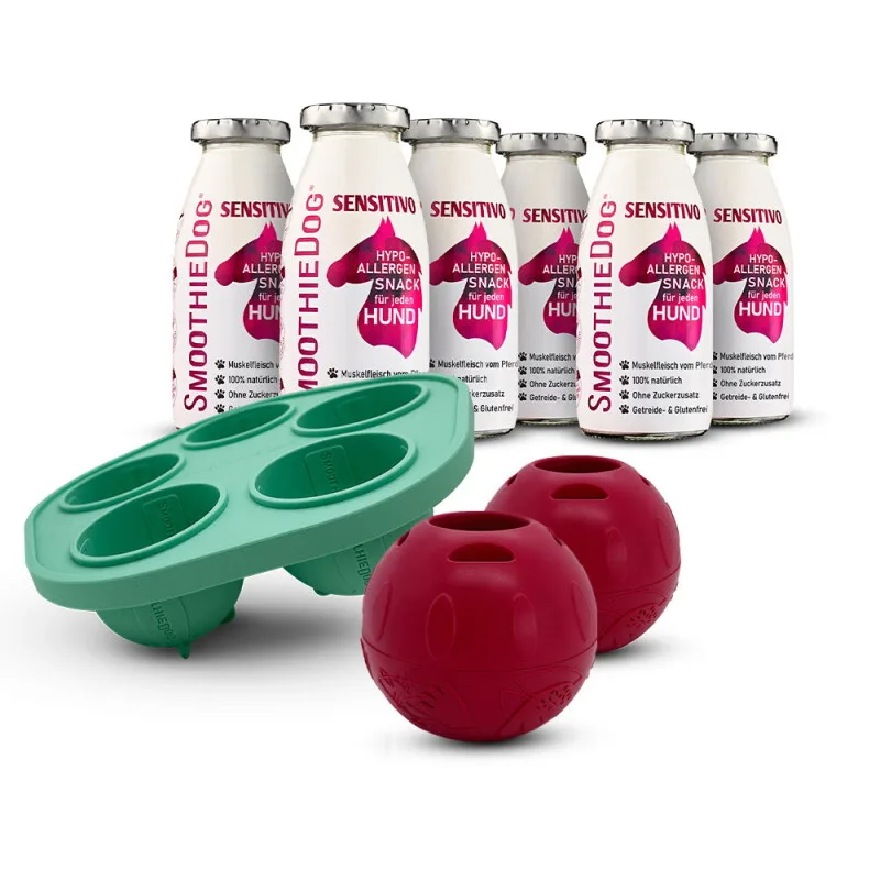 Sensitivo (Pferd) 6x 250 ml + Schleckball 2 Stück von Smoothiedog in Regular – Produktfoto