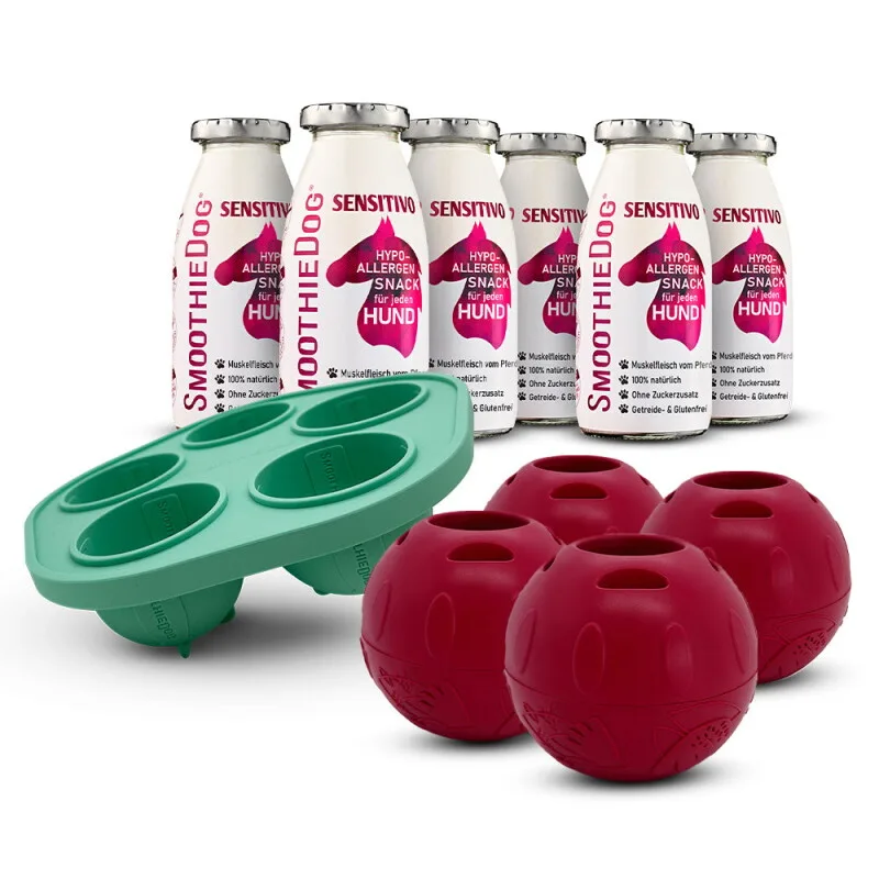 Sensitivo (Pferd) 6x 250 ml + Schleckball 4 Stück von Smoothiedog in Regular – Produktfoto