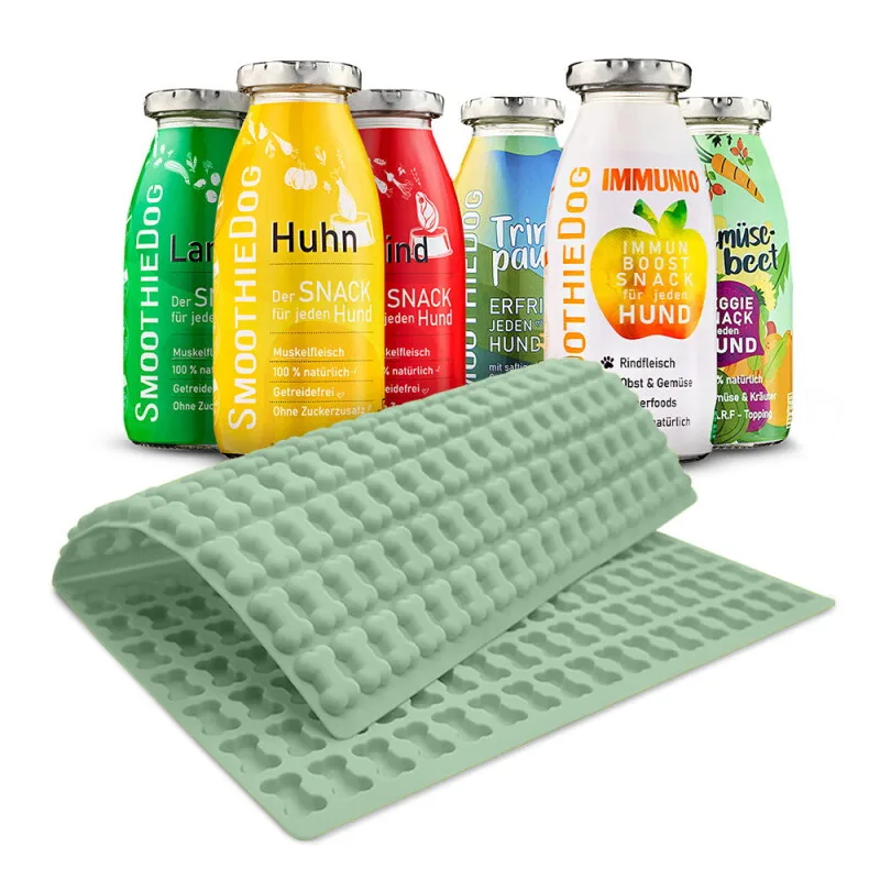 SmoothieDog 6er Pack Mix 6x 250ml + Trixie Backmatte Grün van Smoothiedog in Regular – productfoto