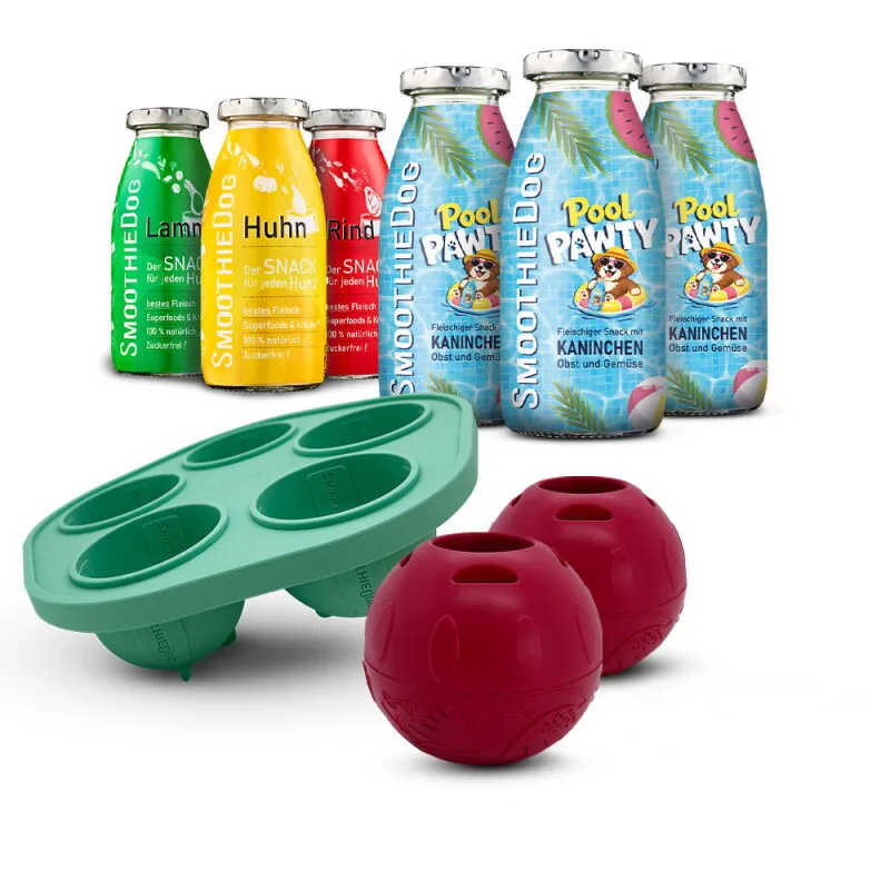 Summer-Edition 3x 250 ml + Klassik-Paket 3x 250 ml + Schleckball 2 Stück by Smoothiedog in Regular – product photo