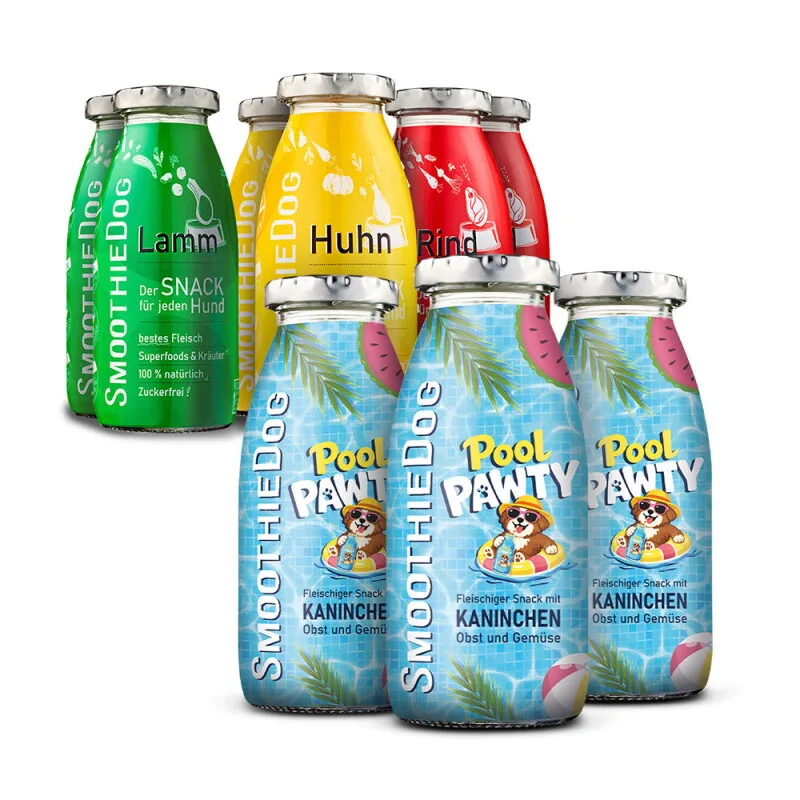 Summer Edition 3x 250 ml + Klassik Paket 6x 250ml van Smoothiedog in Regular – productfoto