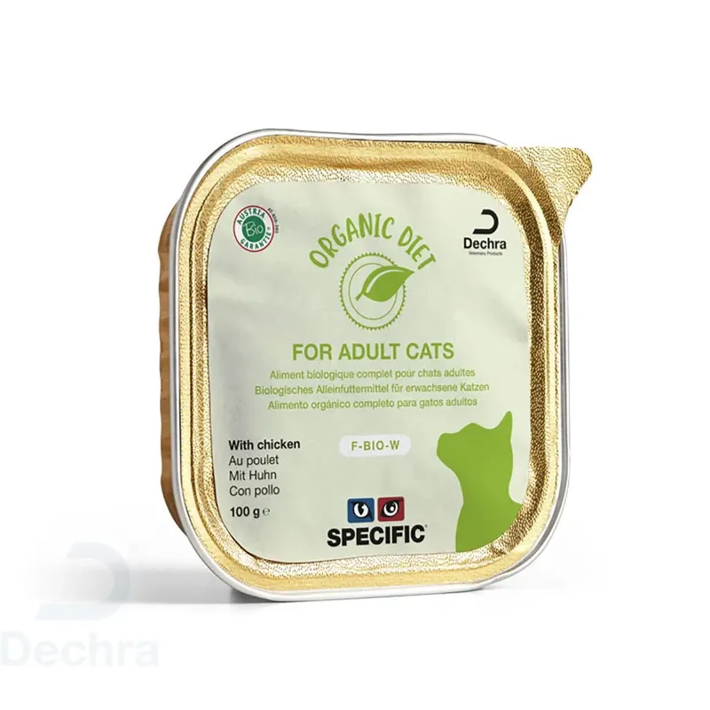 Feline F-bio-w Biologisch Kip Doos 8x100g Kattenvoer by Specific – product photo