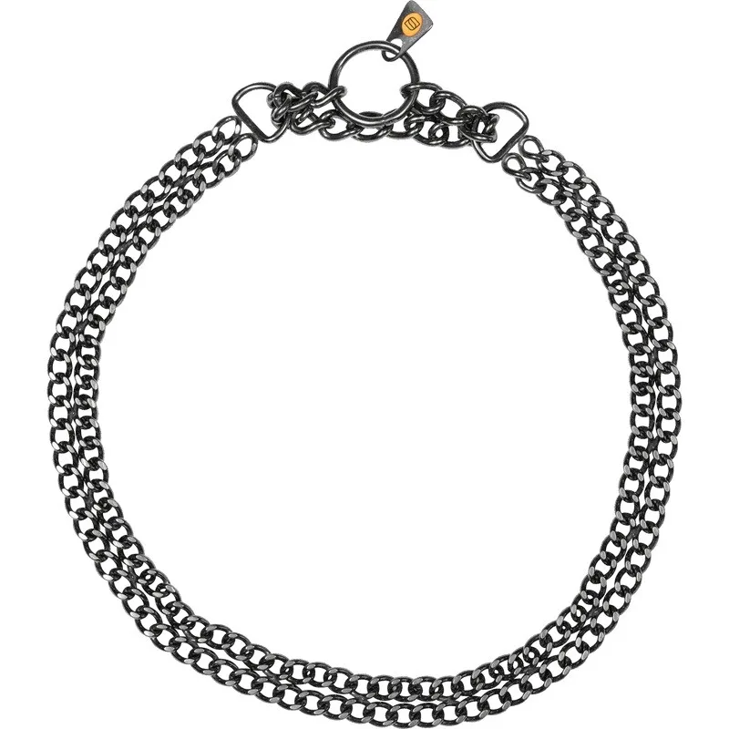 Halskette, 2-reihig, flach geschliffene Glieder - Edelstahl Rostfrei schwarz, 2,0 mm 60 cm de Sprenger en Regular – photo produit