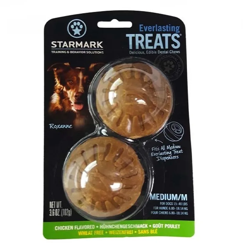 2 x Starmark treats medium 2st/blister = 4 stuks - hondensnack kippensmaak voor treatbal Medium - tandverzorgend van Starmark – productfoto