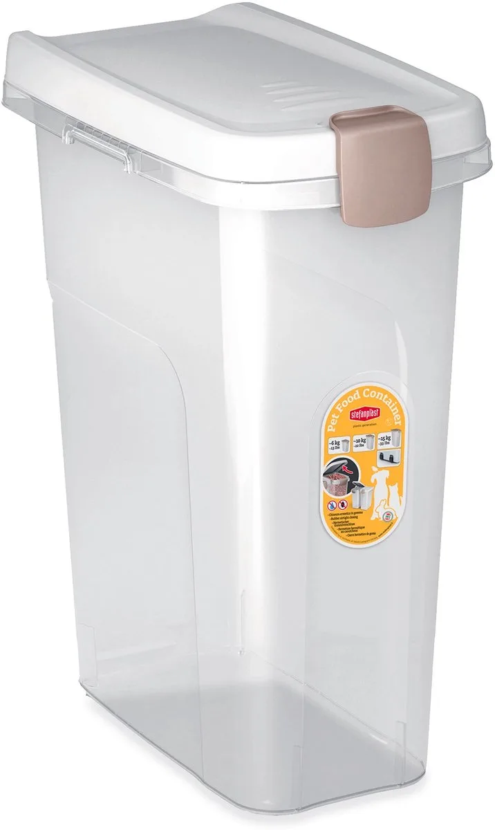 Voerton 25 liter voor circa 10 kg. hondenvoer Wit - Transparant von Stefanplast in Wit – Transparant – Produktfoto