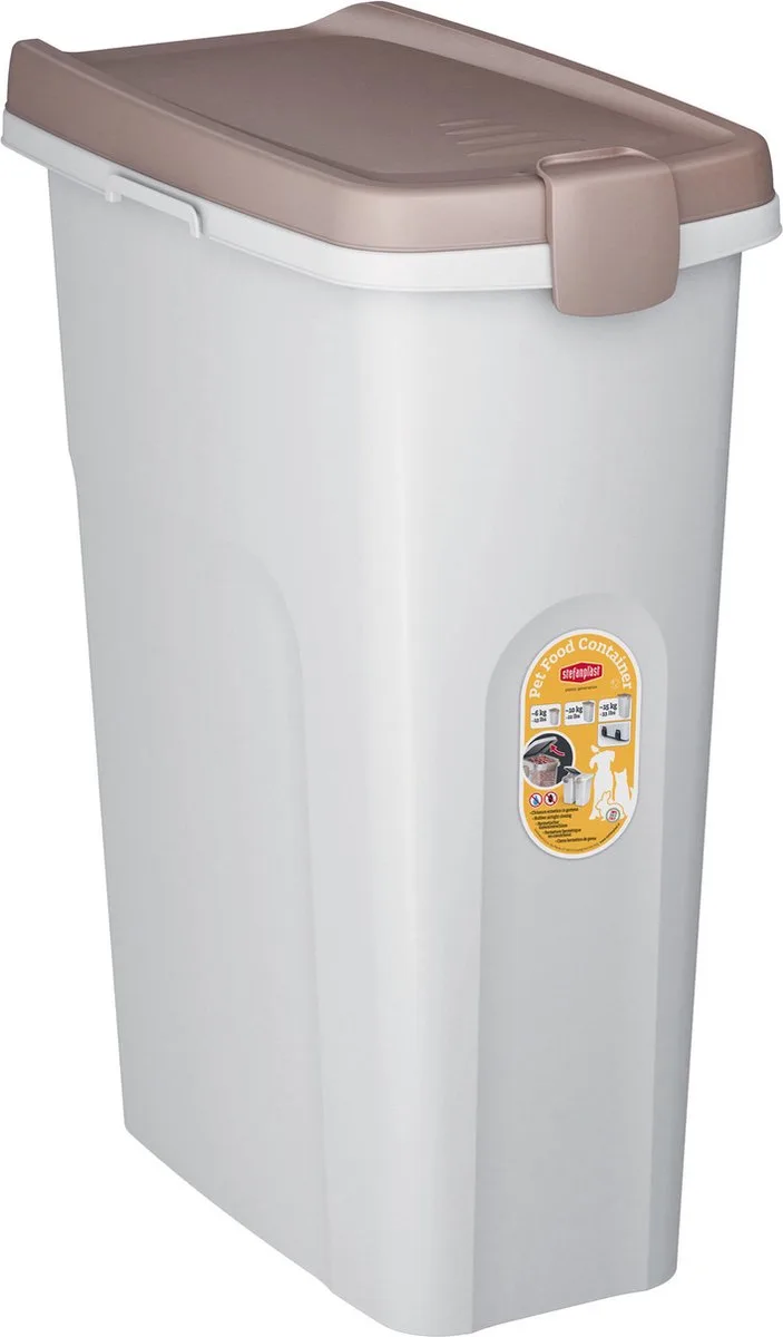Voerton 40 liter voor circa 15 kg aan hondenvoer Bruin - Wit de Stefanplast en Bruin – Wit – photo produit