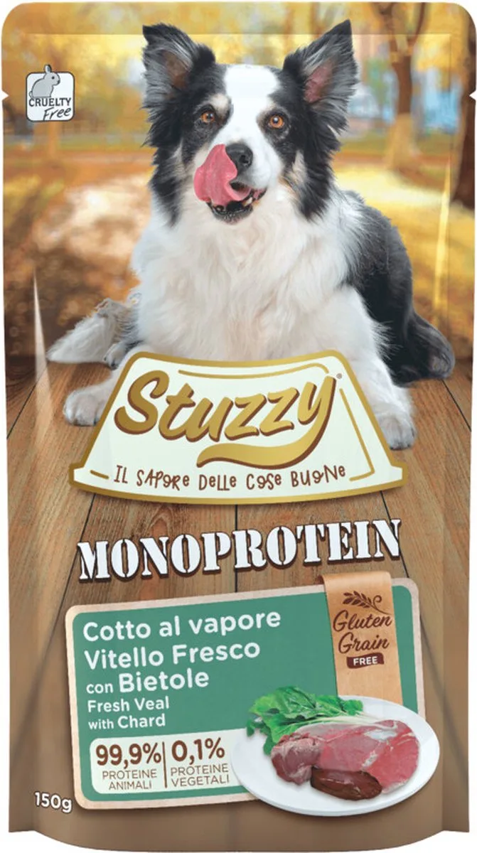 12x Stuzzy Hondenvoer Monoprotein Graanvrij Kalf - Snijbiet 150 gr by Stuzzy – product photo