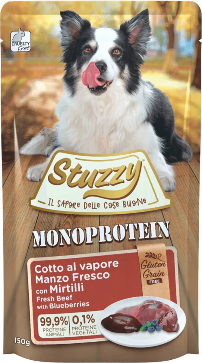 12x Stuzzy Hondenvoer Monoprotein Graanvrij Rund - Bosbes 150 gr de Stuzzy – photo produit