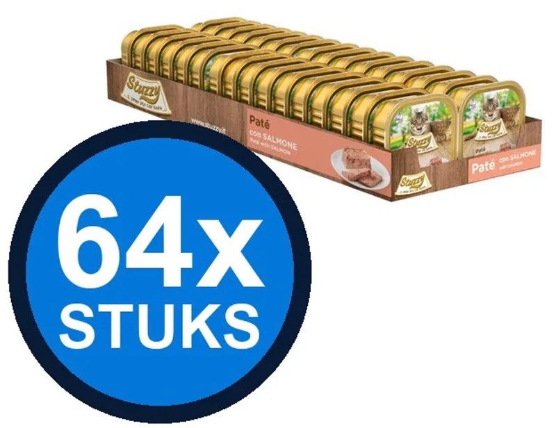 64x Stuzzy - Kat Paté Zalm - Kattenvoer Natvoer - 100g von Stuzzy – Produktfoto