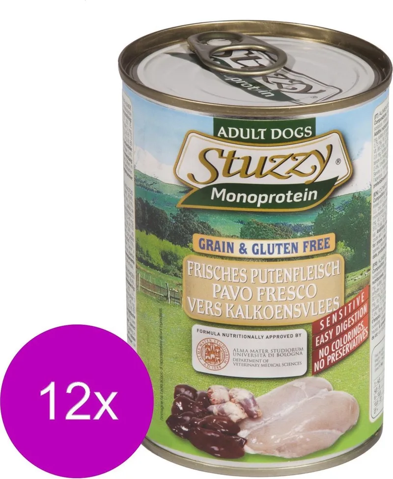Blik Adult 400 g - Hondenvoer - 12 x Kalkoen fra Stuzzy – produktbillede