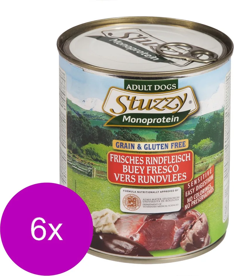 Blik Adult 800 g - Hondenvoer - 6 x Rund de Stuzzy – photo produit