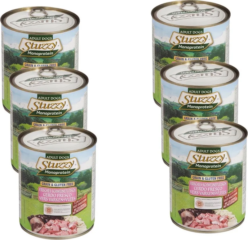 Blik Adult 800 g - Hondenvoer - 6 x Varken von Stuzzy – Produktfoto