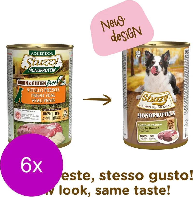 Blik Adult Kalfsvlees - Hondenvoer - 6 x 400 g von Stuzzy – Produktfoto