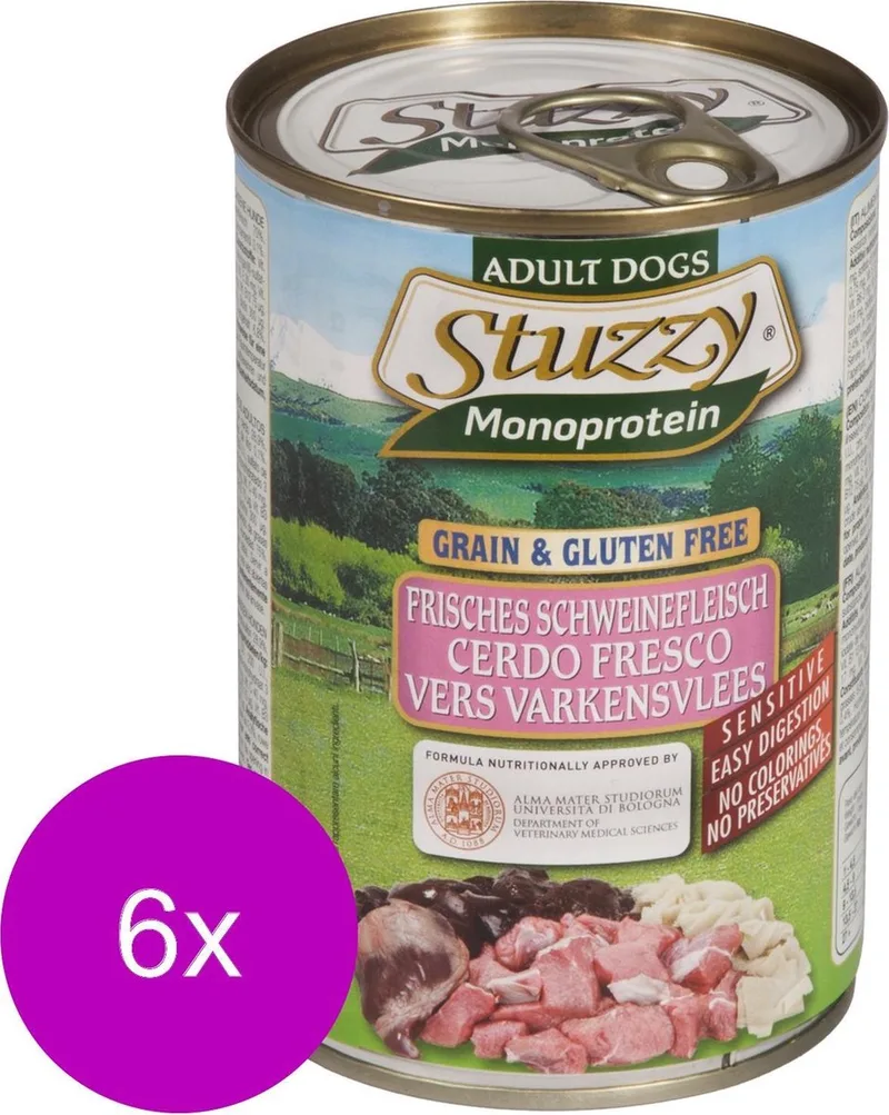 Blik Adult - Varken - Hondenvoer - 6 x 400 g de Stuzzy – photo produit