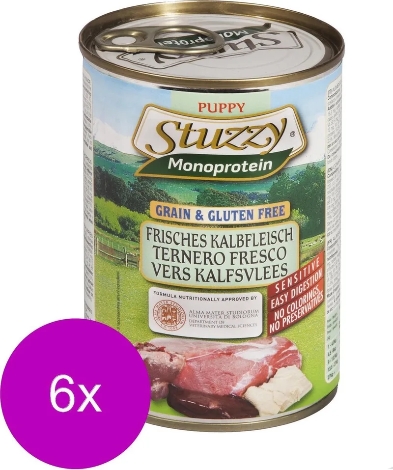 Blik Puppy - Kalfsvlees - Hondenvoer - 6 x 400 g de Stuzzy – photo produit