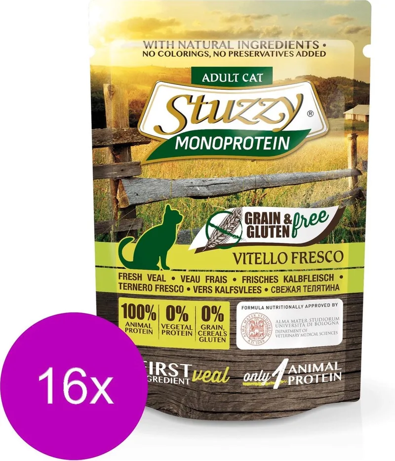 Cat No Grain Pouch 85 g - Kattenvoer - 16 x Kalf Graan&Glutenvrij de Stuzzy – photo produit