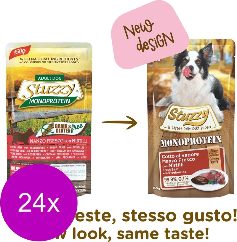Dog Grain Free Monoprotein Pouch 150 g - Hondenvoer - 24 x Rund de Stuzzy – photo produit