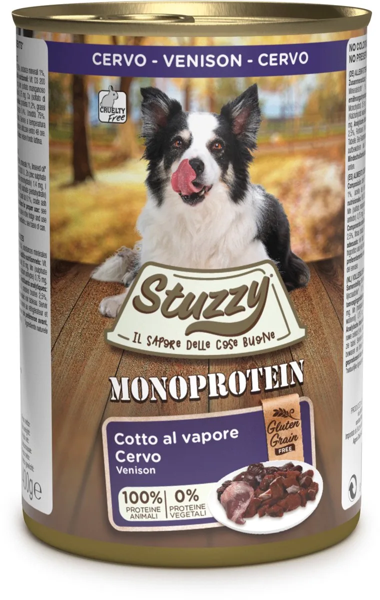 Monoproteïn Hert - Hond - Natvoer - Volledig voer - 6 x 400 gr fra Stuzzy – produktbillede