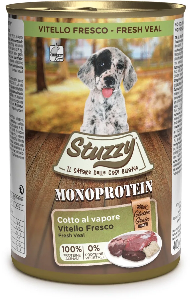 Monoproteïn Kalf - Puppy - Natvoer - Volledig voer - 1 x 400 gr von Stuzzy – Produktfoto