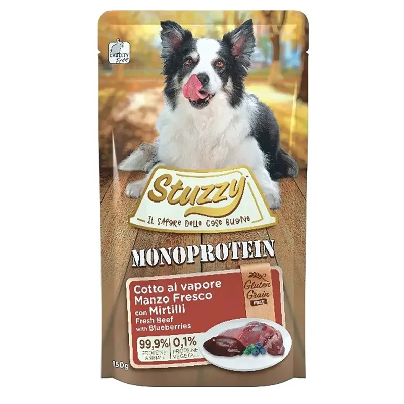 Pâtée Monoproteinée Pour Chien Au Bœuf Et Aux Myrtilles 150g de Stuzzy – photo produit