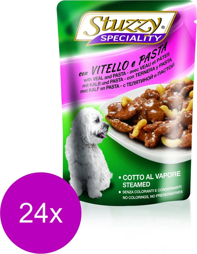 Pouch Adult 100 g - Hondenvoer - 24 x Kalfsvlees&Pasta von Stuzzy – Produktfoto