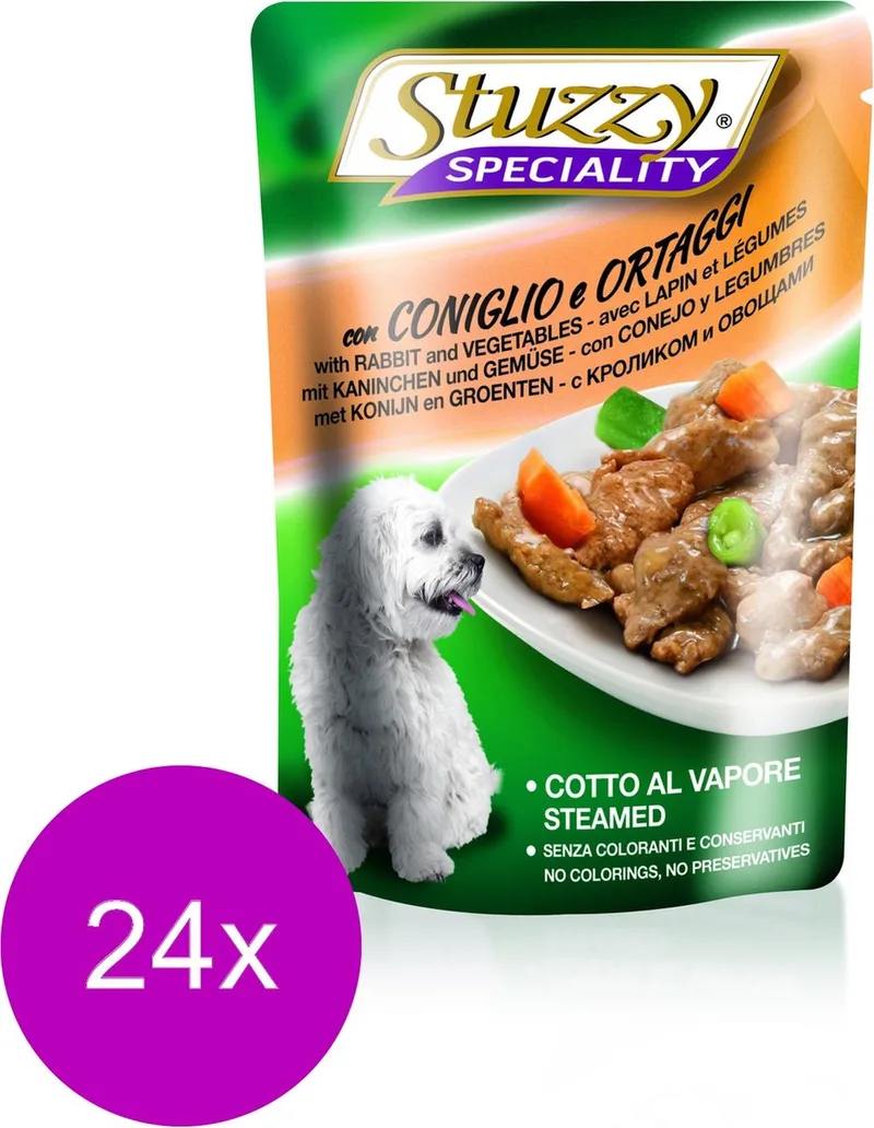 Pouch Adult 100 g - Hondenvoer - 24 x Konijn&Groente von Stuzzy – Produktfoto