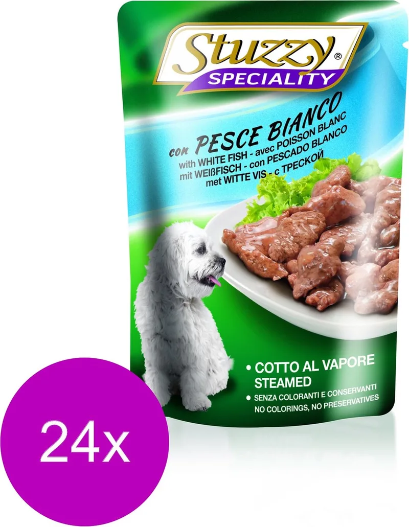 Pouch Adult 100 g - Hondenvoer - 24 x Witvis de Stuzzy – photo produit