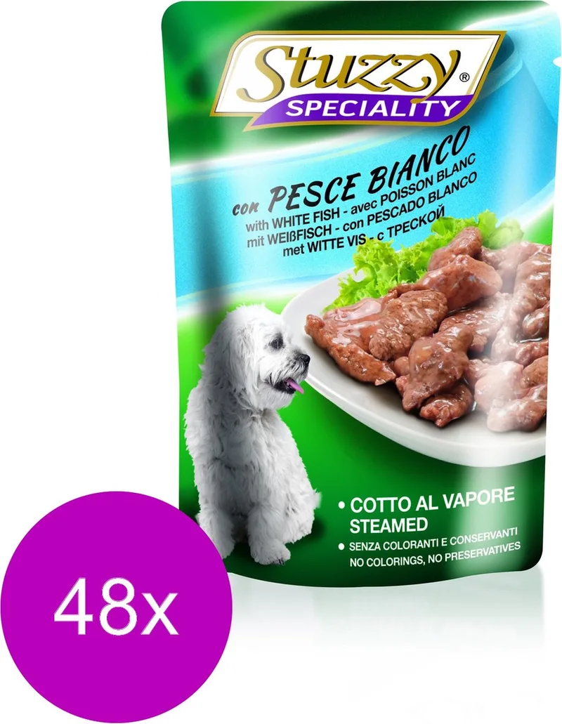 Pouch Adult 100 g - Hondenvoer - 48 x Witvis de Stuzzy – photo produit