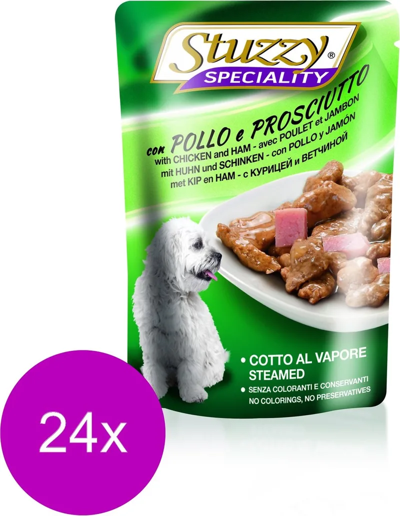 Speciality Maaltijdzakje Adult 100 g - Hondenvoer - 24 x Kip&Ham de Stuzzy – photo produit