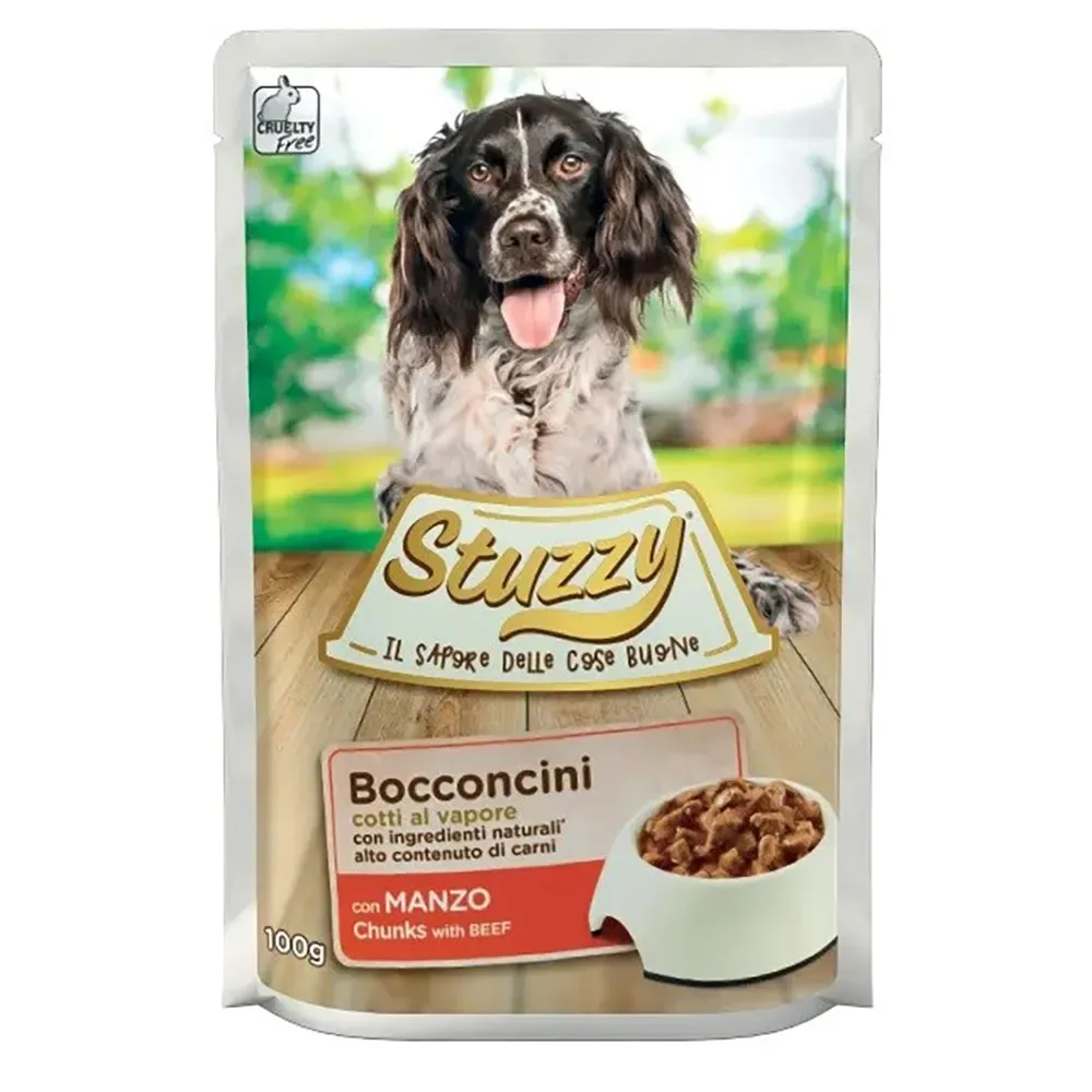 Morceaux Avec De La Nourriture Humide Pour Chiens Au Bœuf 100g de Stuzzy – photo produit