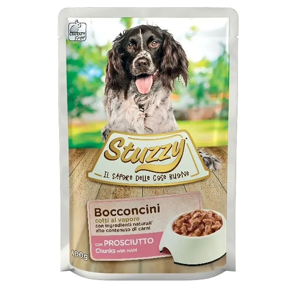 Morceaux Avec Du Jambon Nourriture Humide Pour Chiens 100g de Stuzzy – photo produit