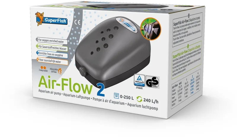 Air Flow 2 - Aquariumpomp - Beluchting - 2 uitgangen de SuperFish en Bleu – photo produit