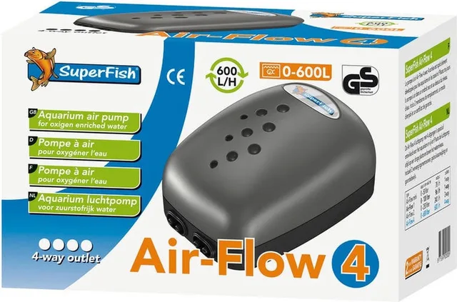 Air Flow 4 - Aquariumpomp - Beluchting - 4 uitgangen