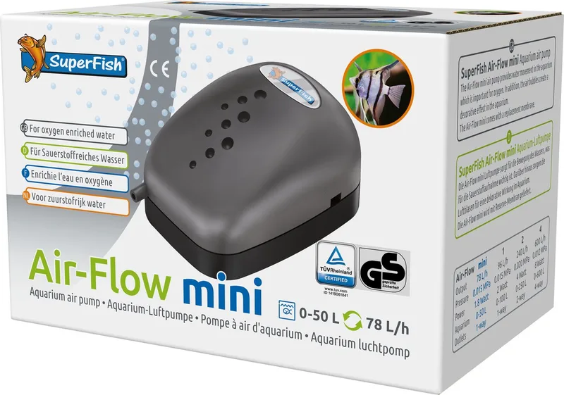 Air Flow Mini - Aquariumpomp - Beluchting - 6 x 9 cm de SuperFish en Bleu – photo produit