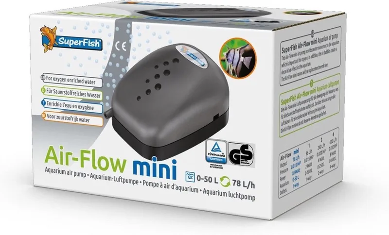 Air Flow Mini - Luchtpomp - 78 l/u - 6 x 9 cm von SuperFish in Grau – Produktfoto