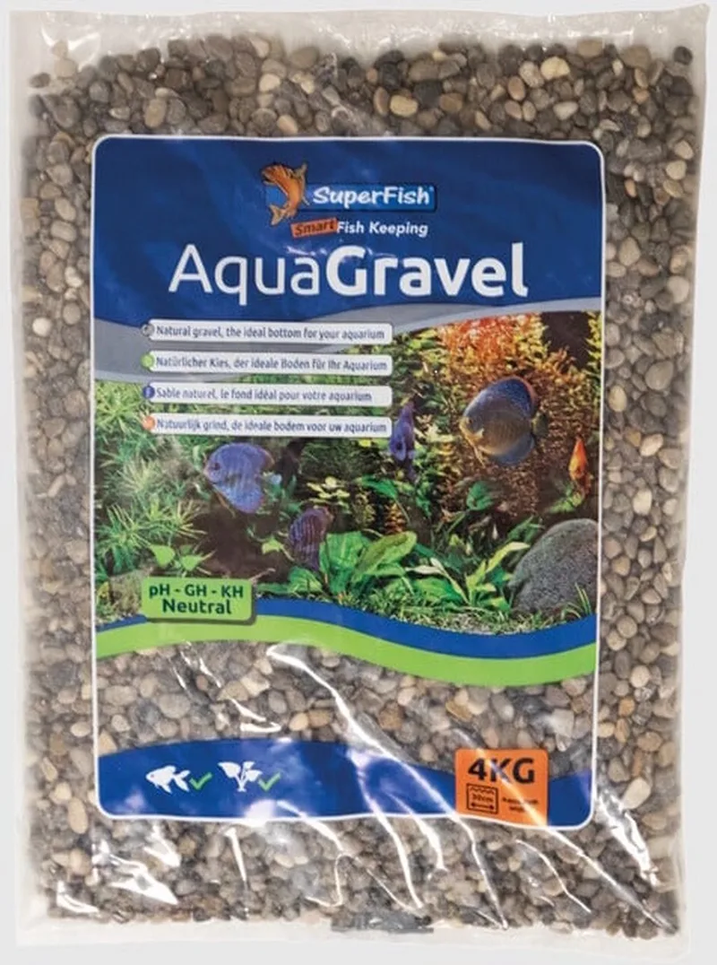Aqua Grind Vulcano aquariumgrind 2-5 mm | zwart-grijs | 4 kg | bodembedekking by SuperFish in Grey – product photo