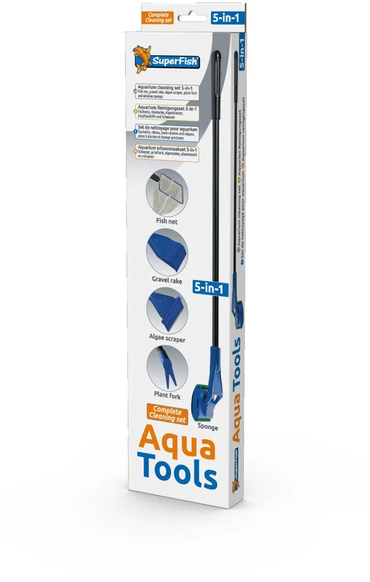 Aqua Tools - Aquarium - Schoonmaakset - 5 in 1 set de SuperFish en Noir – photo produit