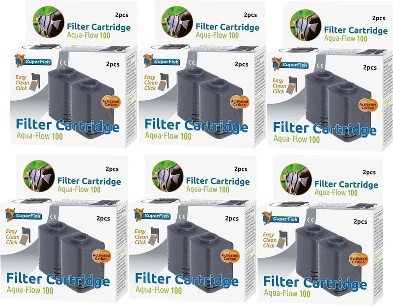 AquaFLow 100 Easy Click Cartridge - Aquariumfilter - Navulling - 6x 2 Stuks - Bulk Verpakking by SuperFish – product photo