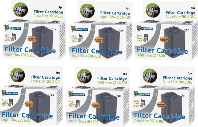 Aquaflow 200/300 Easy Click Cartridge - Aquariumfilter - Navulling - 6 stuks - Bulk Verpakking by SuperFish – product photo