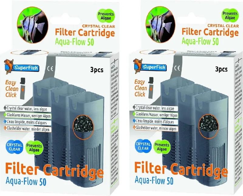 AquaFlow 50 Crystal Clear Cartridge - Aquariumfilter - 2 x 3 stuks by SuperFish – product photo