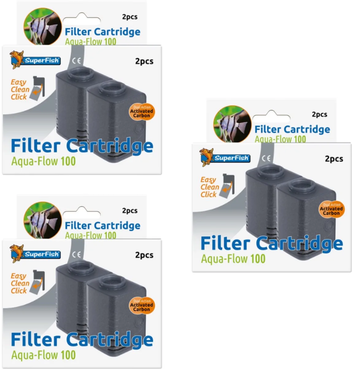 Aquaflow Cartridge 100 - Voordeel set - 3 verpakkingen - 6 Cartridges de SuperFish – photo produit